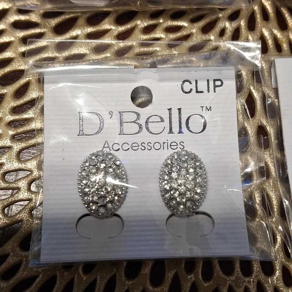D' Bello Silver and Gold Clip-On Earrings Set